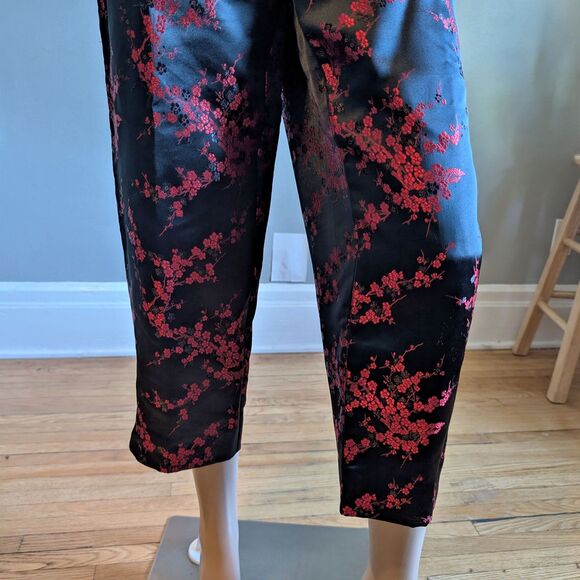 Vintage Y2K Uniform Paul Richard Satin Pants Floral Embroidery High Rise 10P - Picture 5 of 11